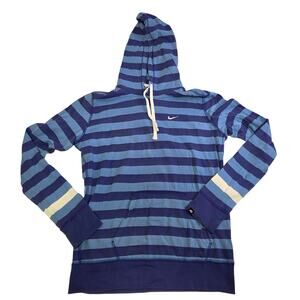 Nike Athletic Dept Striped Hooded Long Sleeve Shirt Womens Large Blue Purple